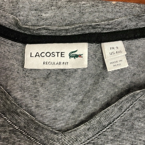 Lacoste Marled Gray V-Neck T-Shirt Short Sleeve Big Mens Size 4XL Pima Cotton - Picture 2 of 3